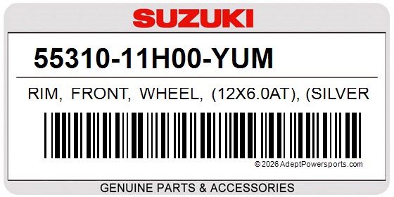 Suzuki 55310-11H00-YUM Rim, Front, Wheel, (12X6.0At), (Silver)