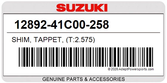 Suzuki 12892-41C00-258 Shim, Tappet, (T:2.575)