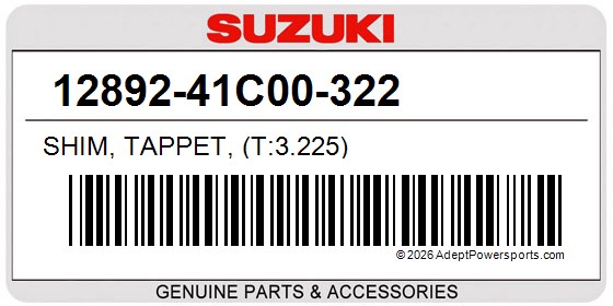 Suzuki 12892-41C00-322 Shim, Tappet, (T:3.225)