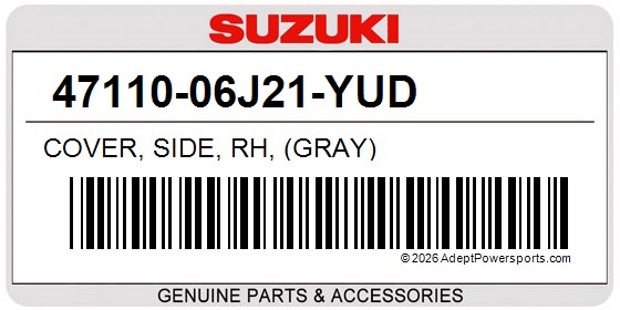Suzuki 47110-06J21-YUD Cover, Side, Rh, (Gray)