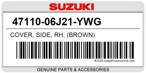 Suzuki 47110-06J21-YWG Cover, Side, Rh, (Brown)