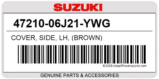 Suzuki 47210-06J21-YWG Cover, Side, Lh, (Brown)