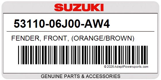 Suzuki 53110-06J00-AW4 Fender, Front, (Orange/Brown)
