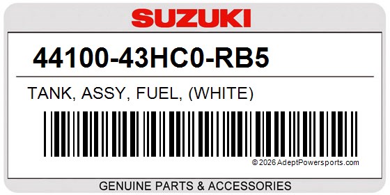 Suzuki 44100-43HC0-RB5 Tank, Assy, Fuel, (White)