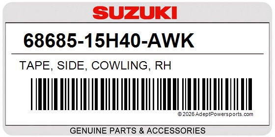 Suzuki 68685-15H40-AWK Tape, Side, Cowling, Rh