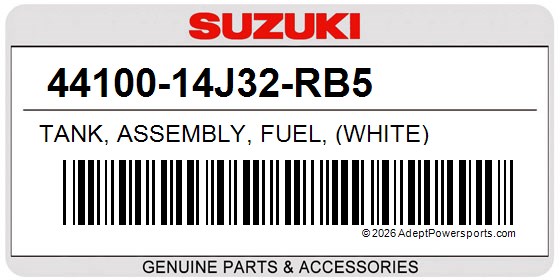 Suzuki 44100-14J32-RB5 Tank, Assembly, Fuel, (White)