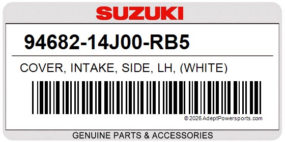 Suzuki 94682-14J00-RB5 Cover, Intake, Side, Lh, (White)