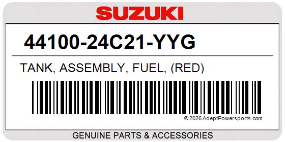 Suzuki 44100-24C21-YYG Tank, Assembly, Fuel, (Red)
