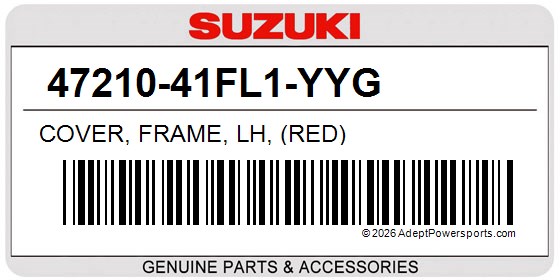 Suzuki 47210-41FL1-YYG Cover, Frame, Lh, (Red)