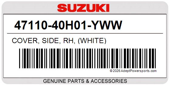 Suzuki 47110-40H01-YWW Cover, Side, Rh, (White)
