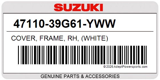 Suzuki 47110-39G61-YWW Cover, Frame, Rh, (White)