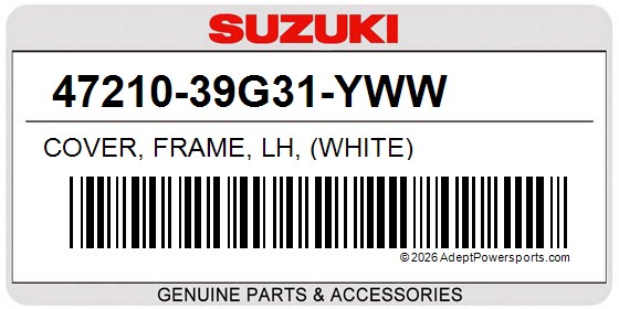 Suzuki 47210-39G31-YWW Cover, Frame, Lh, (White)