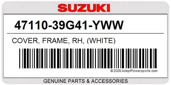 Suzuki 47110-39G41-YWW Cover, Frame, Rh, (White)