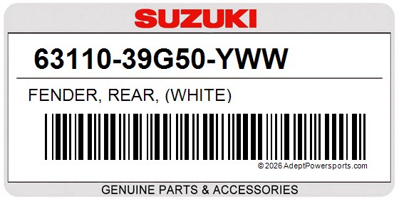 Suzuki 63110-39G50-YWW Fender, Rear, (White)