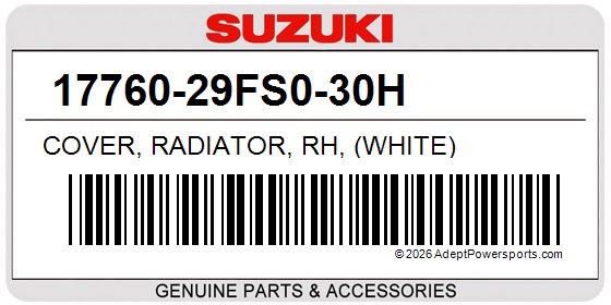Suzuki 17760-29FS0-30H Cover, Radiator, Rh, (White)