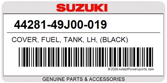 Suzuki 44281-49J00-019 Cover, Fuel, Tank, Lh, (Black)