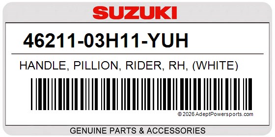 Suzuki 46211-03H11-YUH Handle, Pillion, Rider, Rh, (White)
