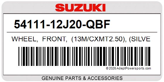 Suzuki 54111-12J20-QBF Wheel, Front, (13M/Cxmt2.50), (Silver)