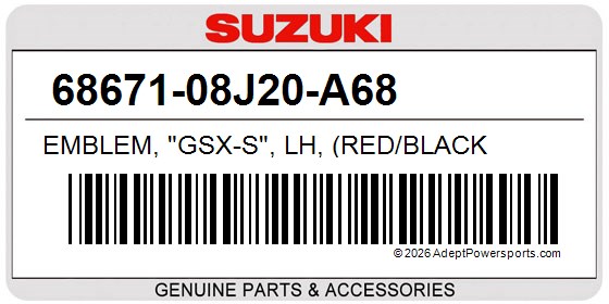 Suzuki 68671-08J20-A68 Emblem, "Gsx-S", Lh, (Red/Black