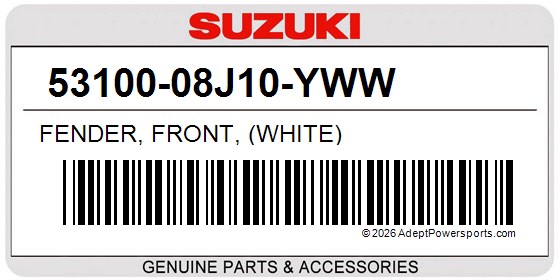 Suzuki 53100-08J10-YWW Fender, Front, (White)