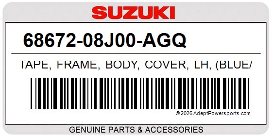 Suzuki 68672-08J00-AGQ Tape, Frame, Body, Cover, Lh, (Blue/White)