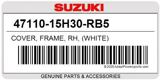 Suzuki 47110-15H30-RB5 Cover, Frame, Rh, (White)