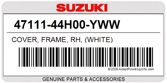 Suzuki 47111-44H00-YWW Cover, Frame, Rh, (White)