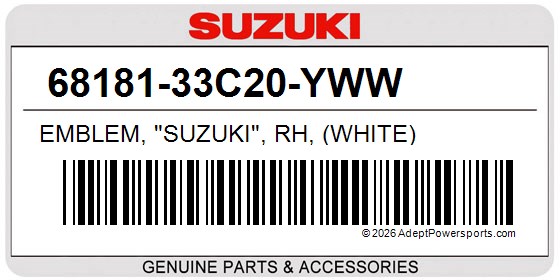 Suzuki 68181-33C20-YWW Emblem, "Suzuki", Rh, (White)