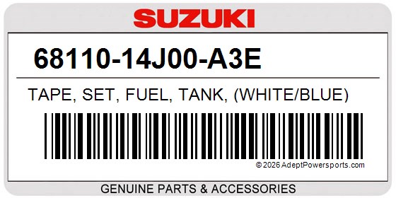 Suzuki 68110-14J00-A3E Tape, Set, Fuel, Tank, (White/Blue)