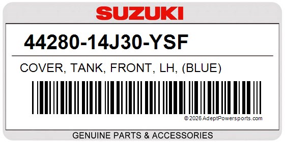 Suzuki 44280-14J30-YSF Cover, Tank, Front, Lh, (Blue)