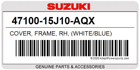 Suzuki 47100-15J10-AQX Cover, Frame, Rh, (White/Blue)