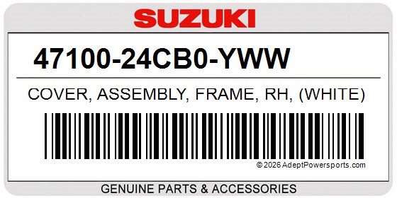 Suzuki 47100-24CB0-YWW Cover, Assembly, Frame, Rh, (White)