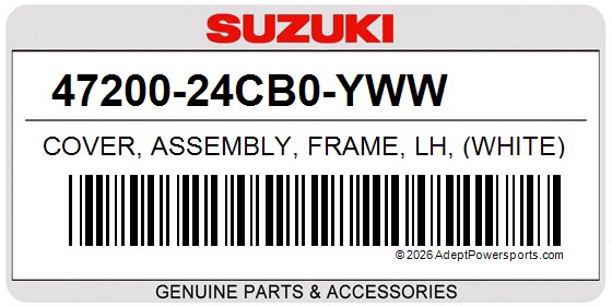 Suzuki 47200-24CB0-YWW Cover, Assembly, Frame, Lh, (White)