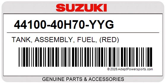 Suzuki 44100-40H70-YYG Tank, Assembly, Fuel, (Red)