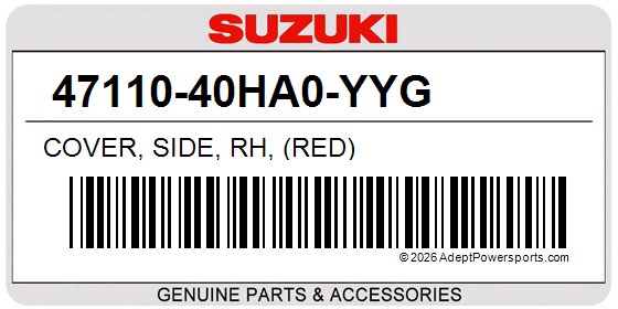 Suzuki 47110-40HA0-YYG Cover, Side, Rh, (Red)