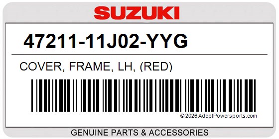 Suzuki 47211-11J02-YYG Cover, Frame, Lh, (Red)