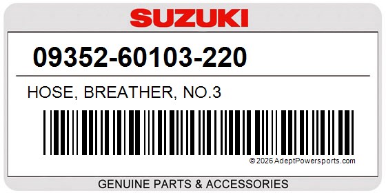 Suzuki 09352-60103-220 Hose, Breather, No.3
