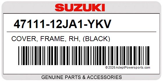 Suzuki 47111-12JA1-YKV Cover, Frame, Rh, (Black)