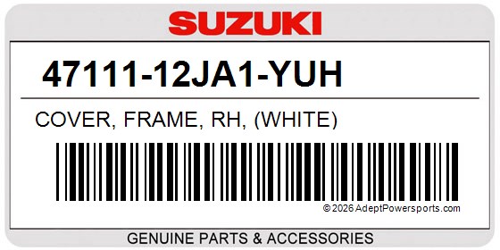 Suzuki 47111-12JA1-YUH Cover, Frame, Rh, (White)