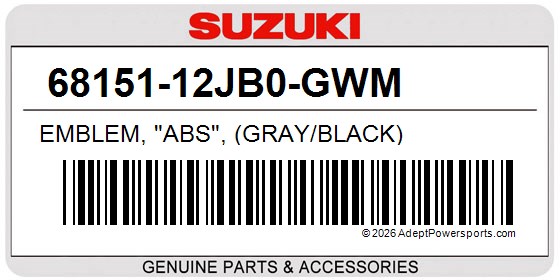 Suzuki 68151-12JB0-GWM Emblem, "Abs", (Gray/Black)