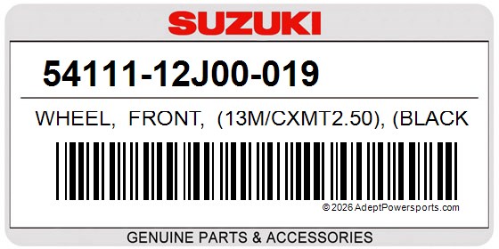 Suzuki 54111-12J00-019 Wheel, Front, (13M/Cxmt2.50), (Black)