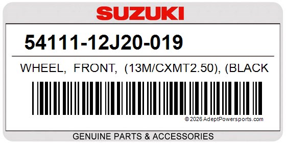 Suzuki 54111-12J20-019 Wheel, Front, (13M/Cxmt2.50), (Black)