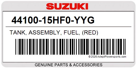 Suzuki 44100-15HF0-YYG Tank, Assembly, Fuel, (Red)