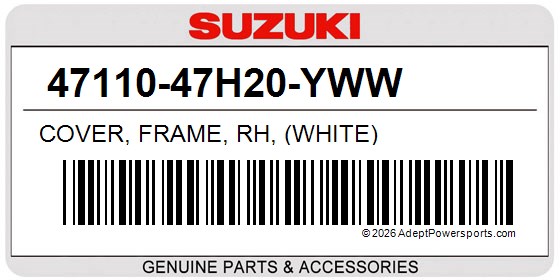 Suzuki 47110-47H20-YWW Cover, Frame, Rh, (White)