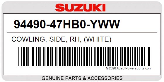 Suzuki 94490-47HB0-YWW Cowling, Side, Rh, (White)