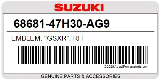 Suzuki 68681-47H30-AG9 Emblem, "Gsxr", Rh