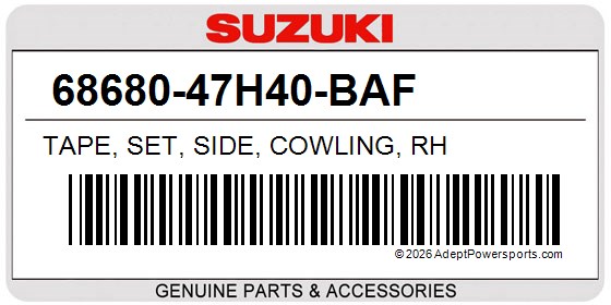 Suzuki 68680-47H40-BAF Tape, Set, Side, Cowling, Rh