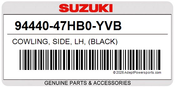 Suzuki 94440-47HB0-YVB Cowling, Side, Lh, (Black)