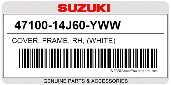 Suzuki 47100-14J60-YWW Cover, Frame, Rh, (White)