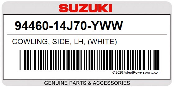 Suzuki 94460-14J70-YWW Cowling, Side, Lh, (White)
